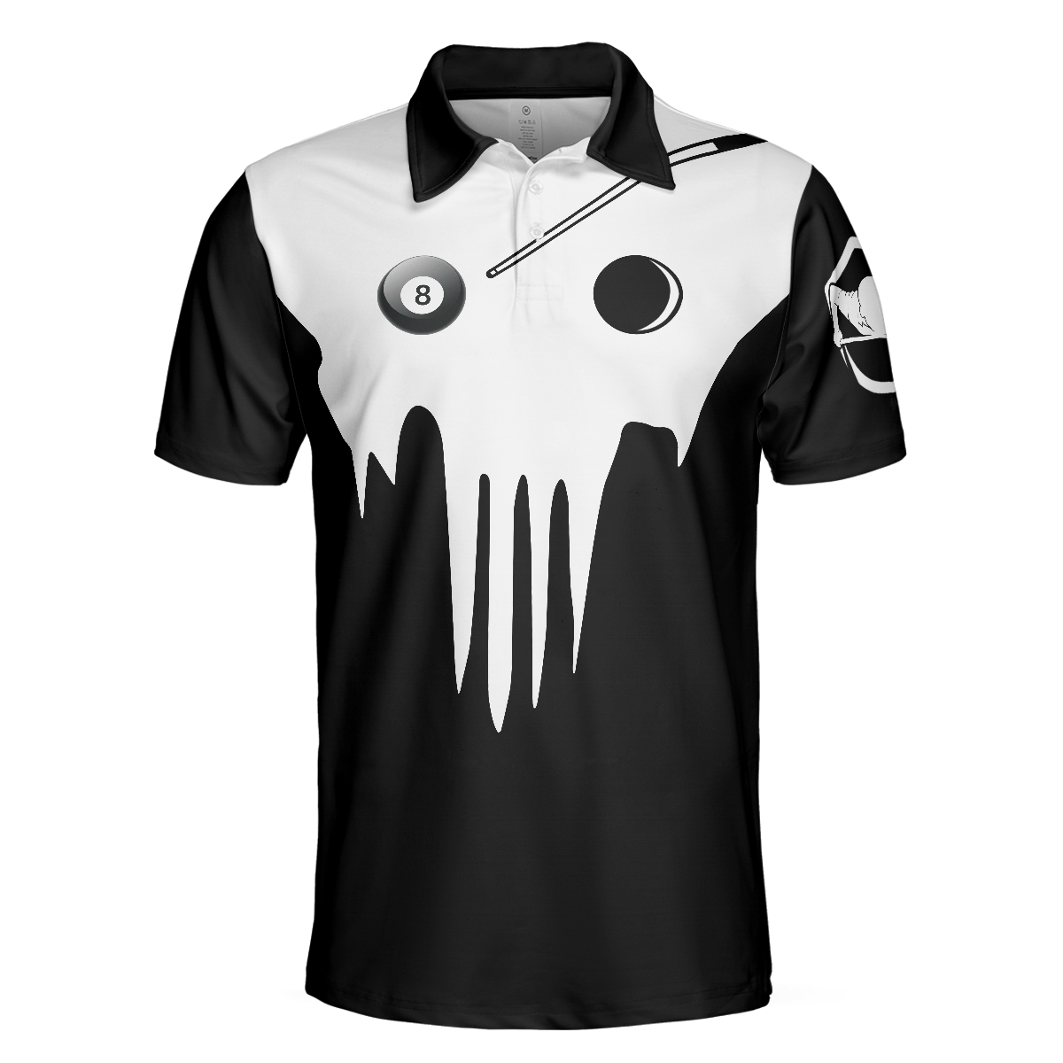 Skull Billiards Polo Shirt Black And White Billiards Shirt For Billiards Lovers Basic Shirt Design For Men - 3