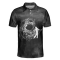 Golfer On Smoke Background Polo Shirt Black Smoke Golfing Polo Shirt Best Golf Shirt For Men - 3