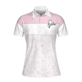 Pink Bowling Balls And Pins Pattern Bowling Short Sleeve Women Polo Shirt White Bowling Polo Shirt For Ladies - 3