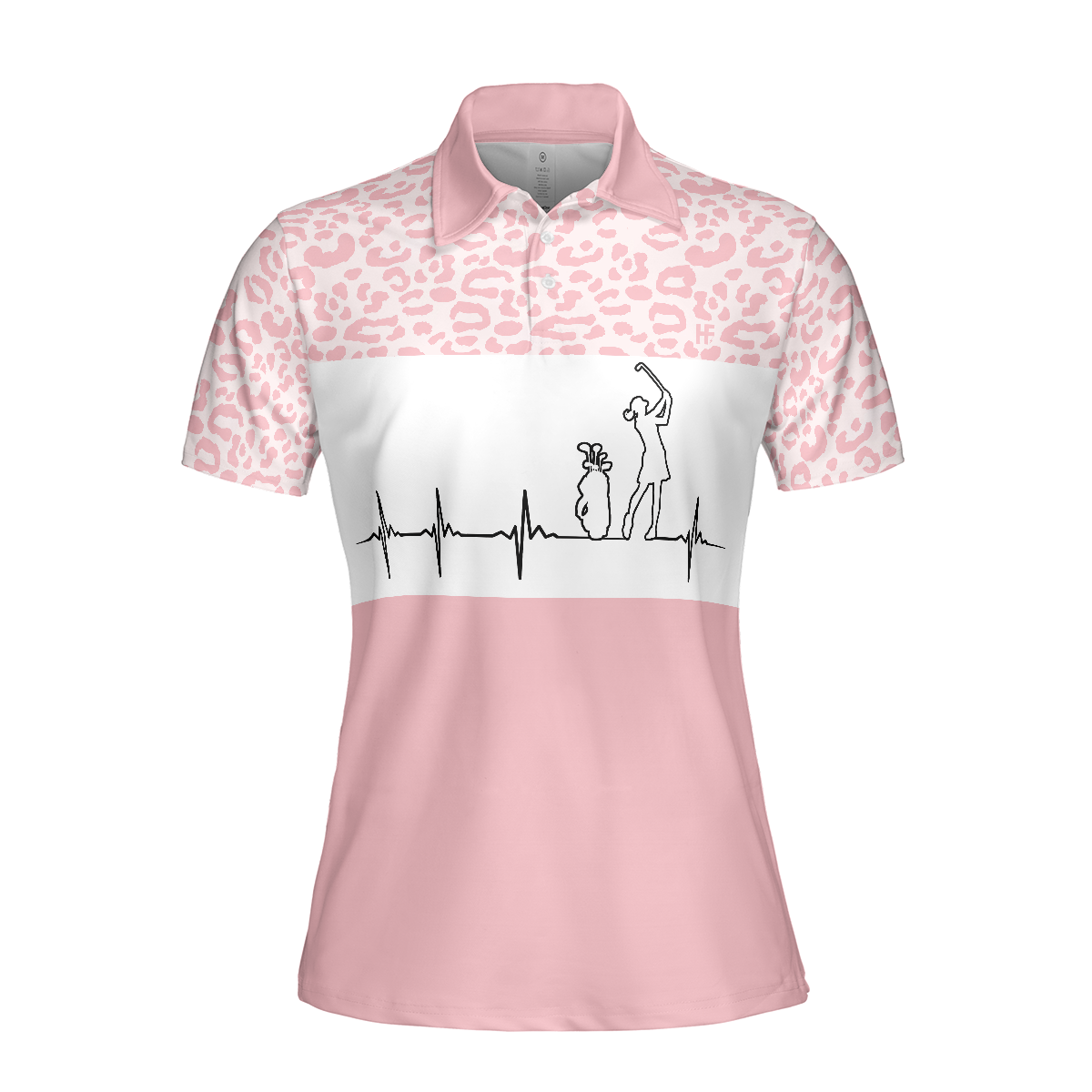 Pink Golfbeat Leopard Golf Short Sleeve Women Polo Shirt - 3