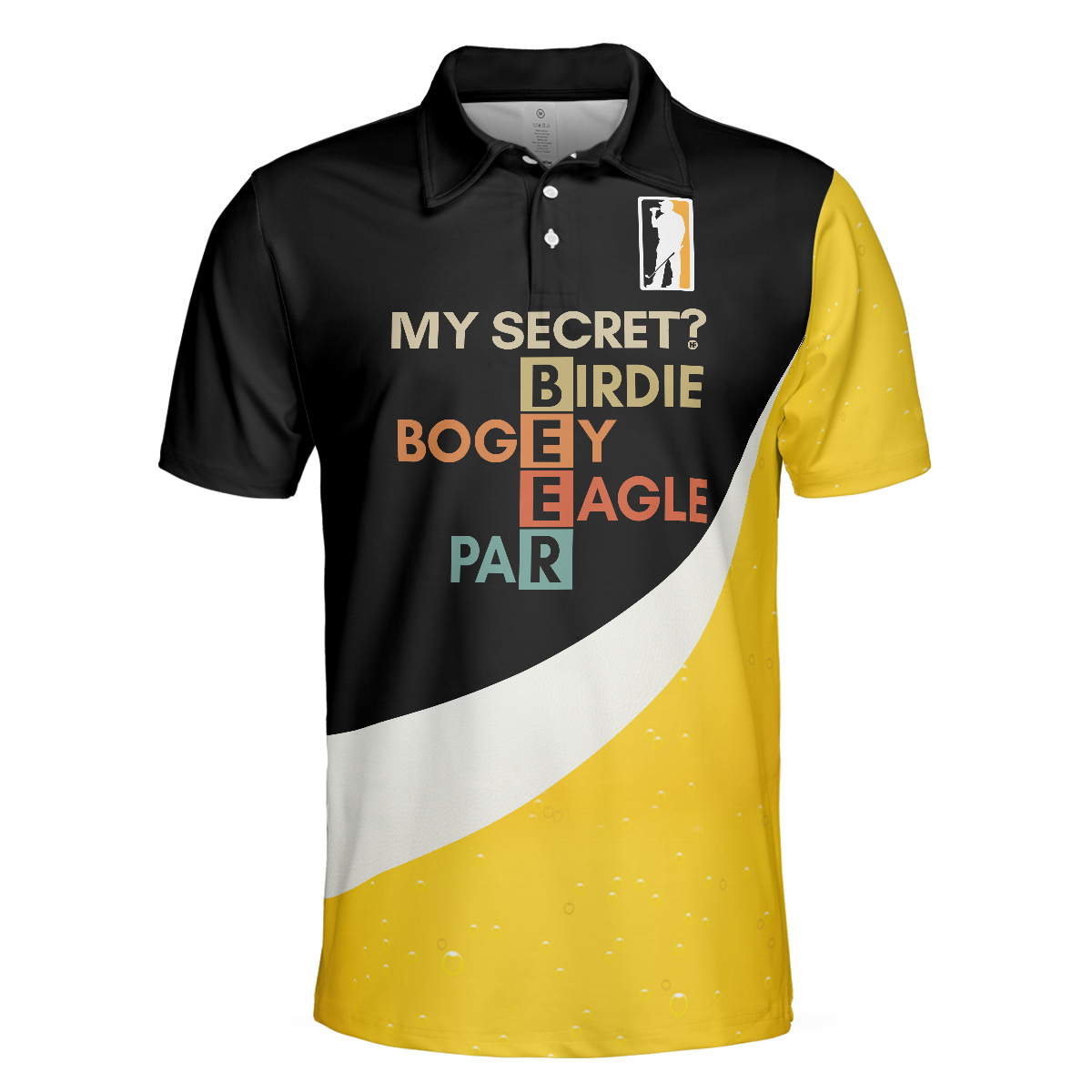 My Golf Secret Beer Short Sleeve Polo Shirt Black and Yellow Polo Shirt Golf Shirt For Beer Lovers - 3