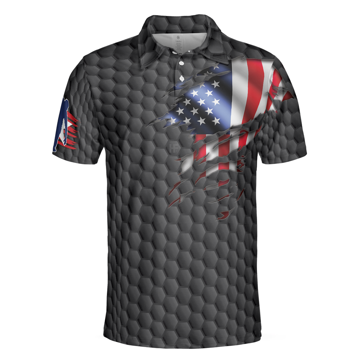 Bowling Pin American Flag Polo Shirt Black Ten Pin Bowling Polo Shirt Bowling Gift Idea For Bowlers - 3