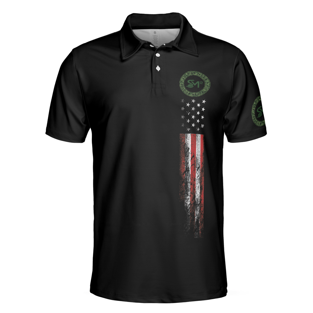 SM2 Dark Theme American Flag Polo Shirt - 3