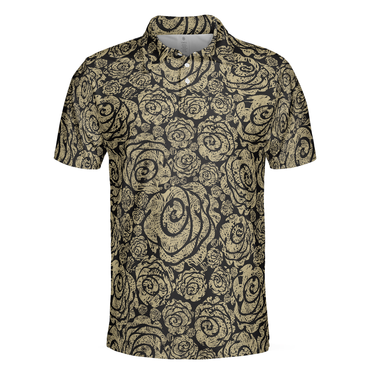 Seamless Beige Grunge Rose Pattern Polo Shirt Cool Roses Graphic Polo Shirt Rose Themed Shirt For Flower Lovers - 3