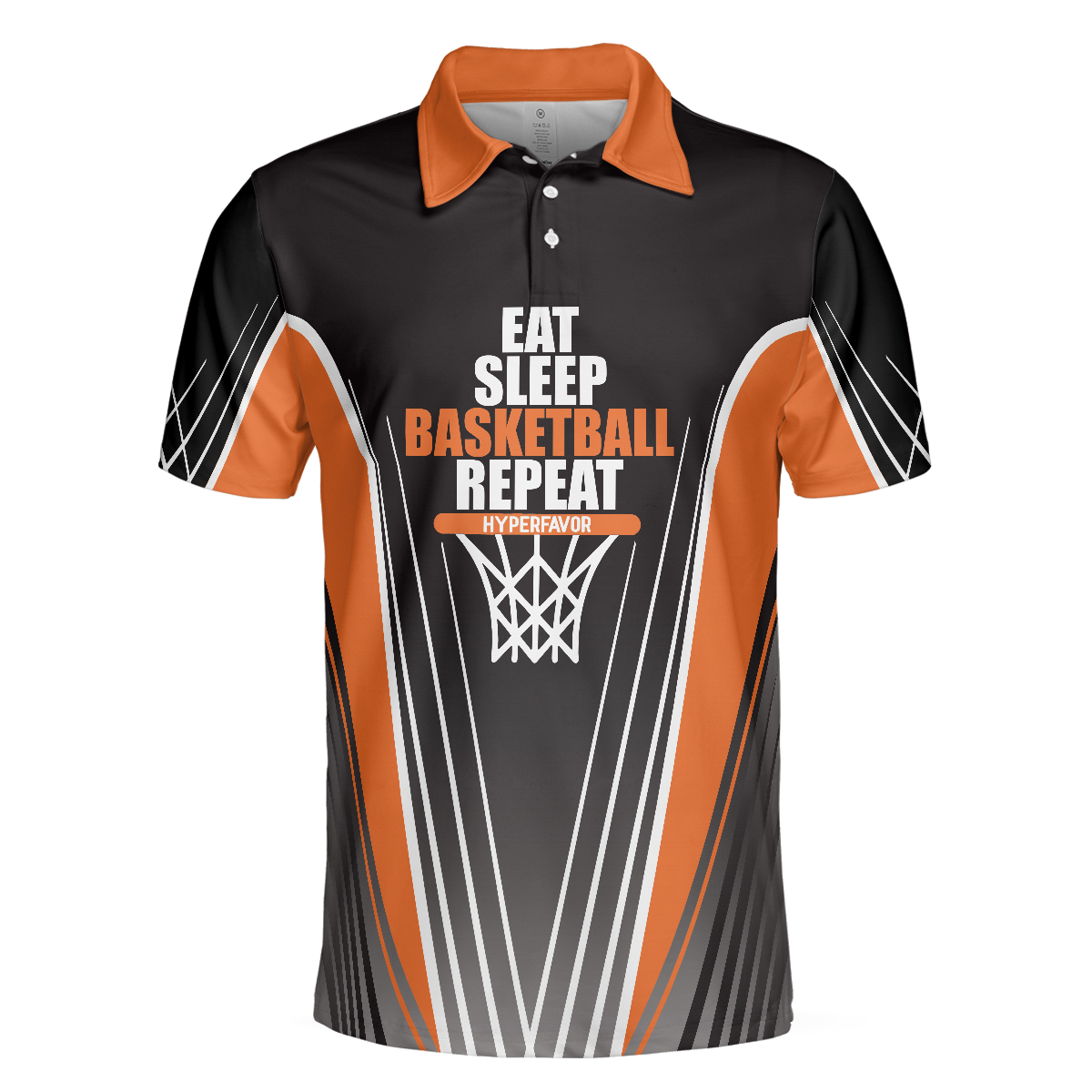 Basketball Players Eat Sleep Basketball Repeat Polo Shirt Black And Orange BasketBall Shirt For Basketball Fans - 3