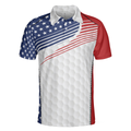 Golf Skull Wear Hat Short Sleeve USA Golf Polo Shirt American Flag Polo Shirt Patriotic Golf Shirt For Men - 3