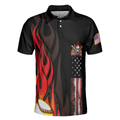 Flame Baseball Skull Polo Shirt Baseball American Flag Polo Shirt Best Baseball Shirt For Men - 3