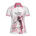 Im A Simple Women I Like Golf And Believe In Jesus Short Sleeve Women Polo Shirt Best Golf Shirt For Ladies - 3