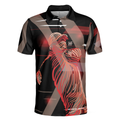 Digital Golf Style Polo Shirt Short Sleeve Black And Red Golfer Golf Shirt For Men - 3