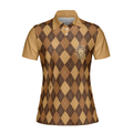 Golf Is My Favourite Season Golf Short Sleeve Women Polo Shirt Brown Argyle Pattern Golf Polo Shirt For Ladies - 3