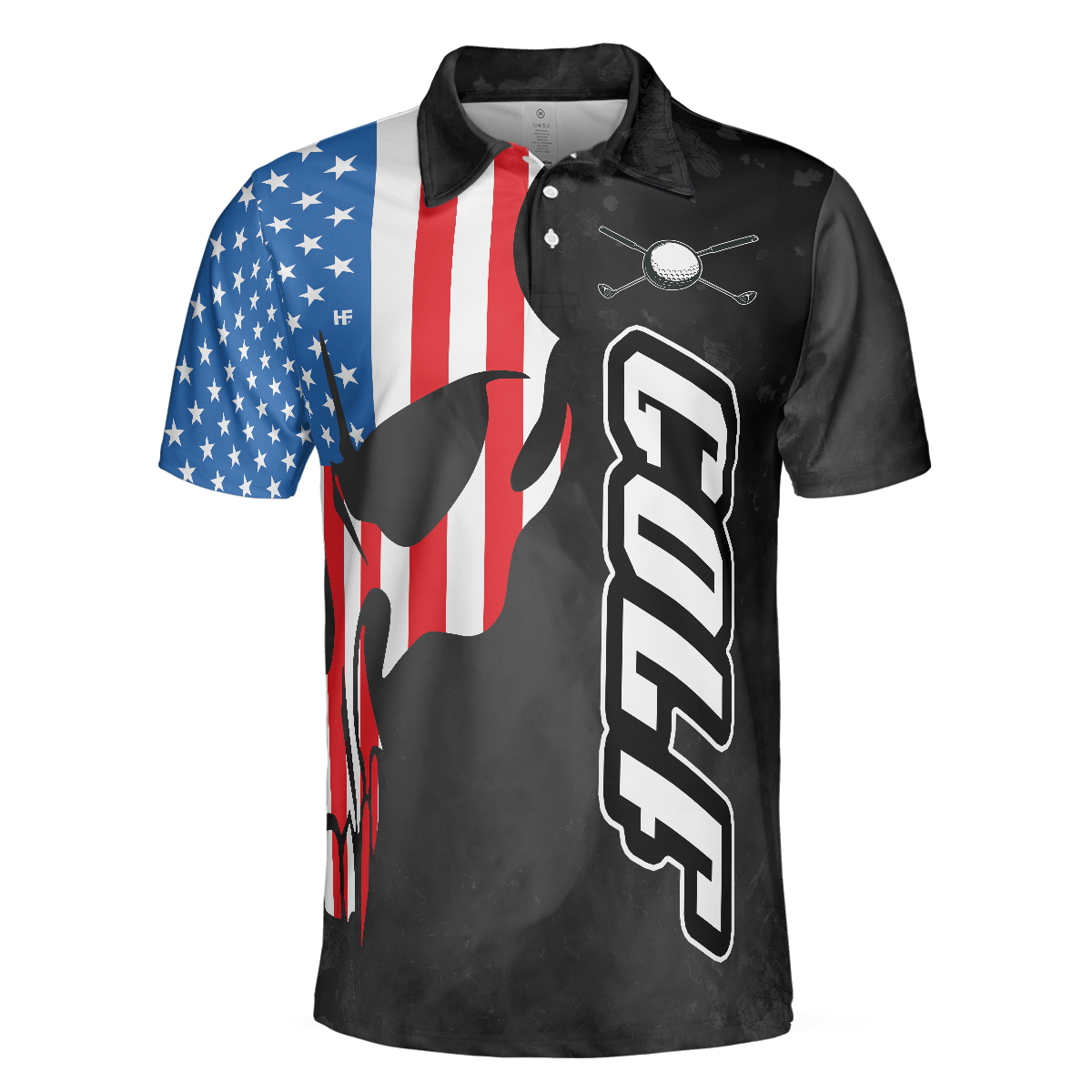 Grip It N Rip It Skull Golf With American Flag Golf Polo Shirt Cool Golf Shirt Design For Male Players - 3