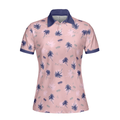 Tropical Palm Tree Pattern Shirt Short Sleeve Women Polo Shirt - 3