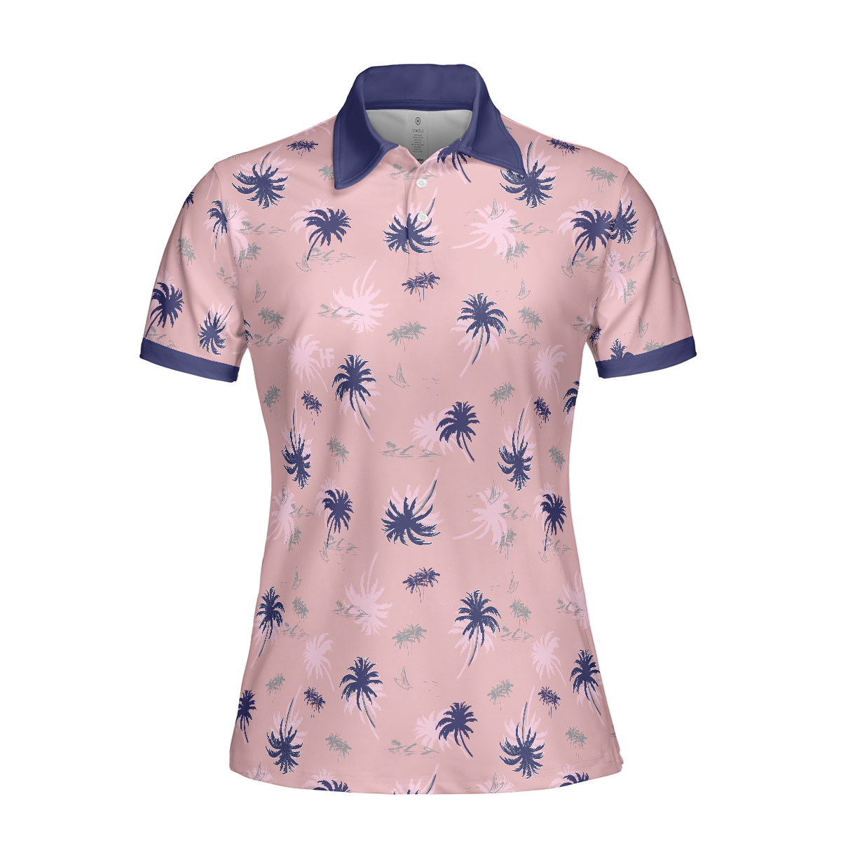 Tropical Palm Tree Pattern Shirt Short Sleeve Women Polo Shirt - 3