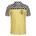 Relaxi Taxi Short Sleeve Polo Shirt Black And White Checker Pattern Yellow Taxi Shirt For Men - 3