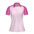 Pink Golf Balls Seamless Pattern Short Sleeve Women Polo Shirt - 3