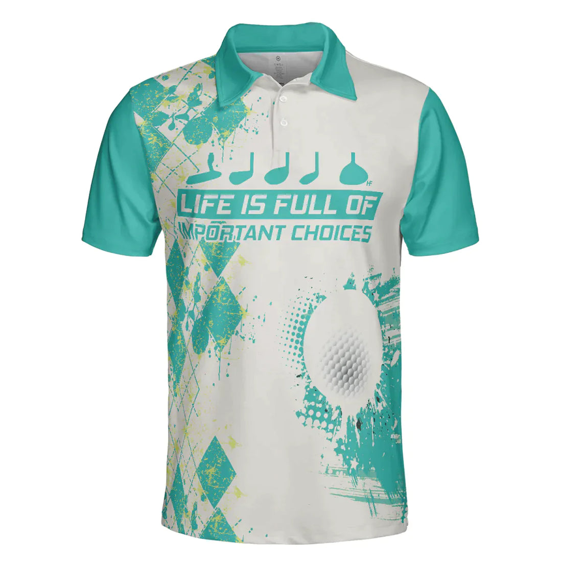 Life Is Full Of Important Choices Golf Polo Shirt, Cyan Argyle Pattern Polo Shirt, Best Golf Shirt For Men