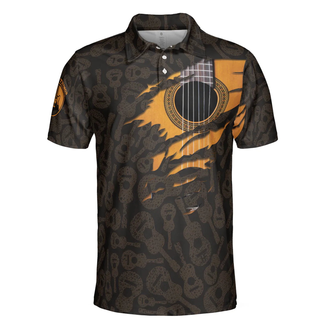 Life Without Guitar Would Be Flat Short Sleeve Polo Shirt, Guitar Pattern Polo Shirt, Best Guitar Shirt For Men