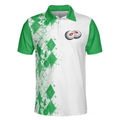 Golf Kiss My Balls Polo Shirt Green Argyle Pattern Golf Shirt Design Scary Halloween Golf Gift For Golfers - 3