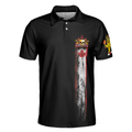 Golf Skull Canada Flag Short Sleeve Polo Shirt Black Wet Paint Skull Polo Shirt Canadian Golf Shirt For Men - 3