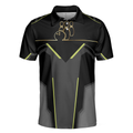 Strike Black And Golden Pattern Bowling Short Sleeve Polo Shirt Digital Polo Shirt Best Bowling Shirt For Men - 3