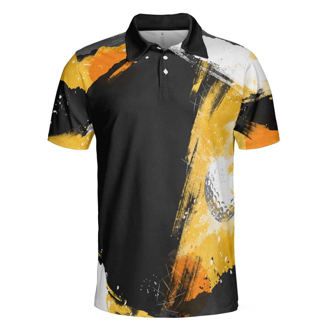 Golf On Artistic Black and Gold Crayon Strokes Short Sleeve Polo Shirt Golf Shirt For Men - 1