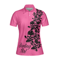 Bowling Girl Skull Short Sleeve Women Polo Shirt Pink Skull Pattern Bowling Shirt For Female Players - 3