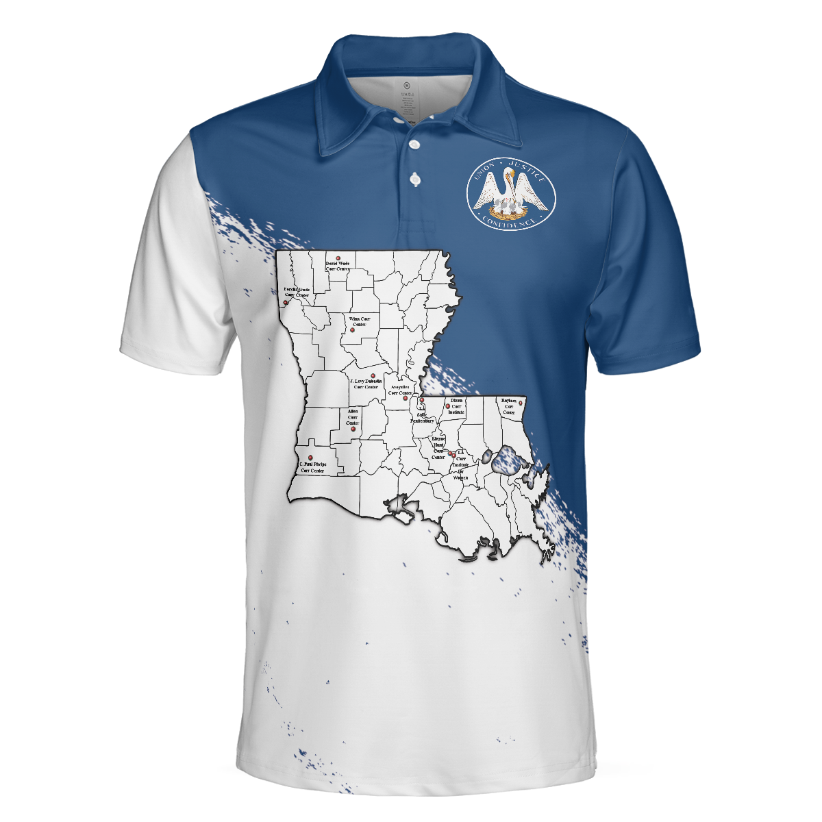 Louisiana State And Map Short Sleeve Polo Shirt Cool Lousiana Flag Shirt For Men - 3