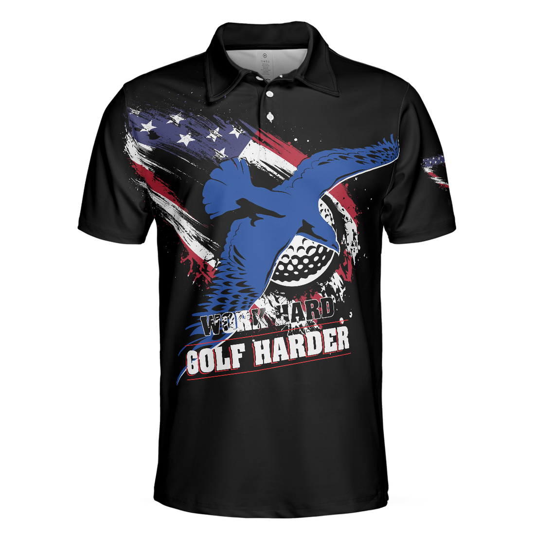 Work hard Golf harder Albatross American Flag Polo Shirt Golf Shirt For Men Gift For Golfers - 1