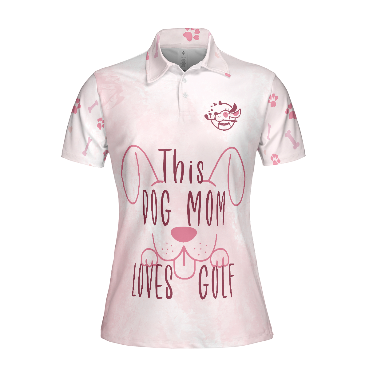 This Dog Mom Loves Golf Short Sleeve Women Polo Shirt Pink Golf Shirt For Ladies Golf Gift For Dog Lovers - 3