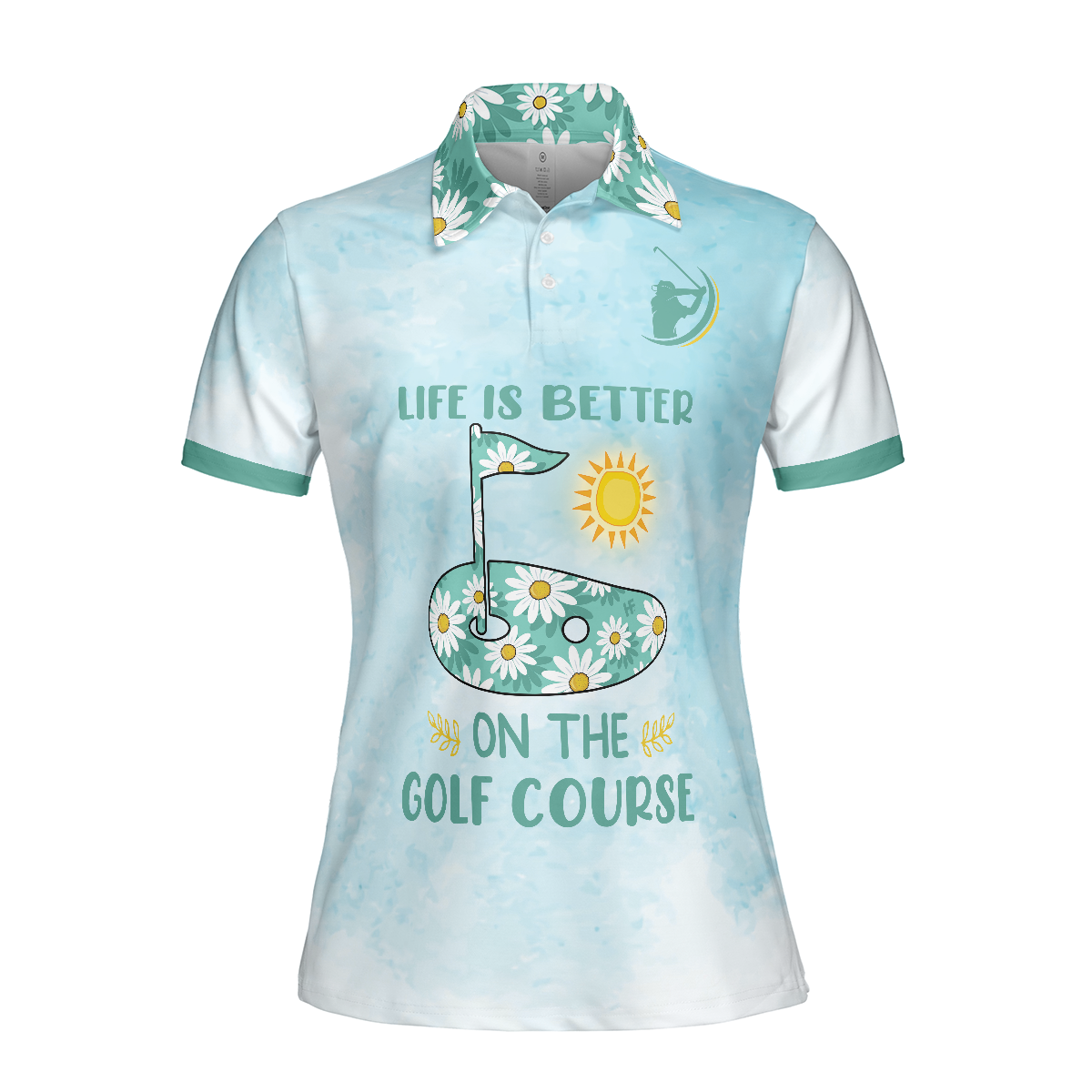 Life Is Better On The Golf Course Golf Girl Short Sleeve Women Polo Shirt Light Blue Tie Dye Golf Shirt For Ladies - 3