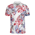 Seamless Tropical Pattern Golf Skull America V2 Polo Shirt Texas Bluebonnet Golf Shirt For Men - 3