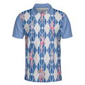 Blue Hot Golf Short Sleeve Polo Shirt Argyle Pattern Fun Golf Shirt For Men - 3