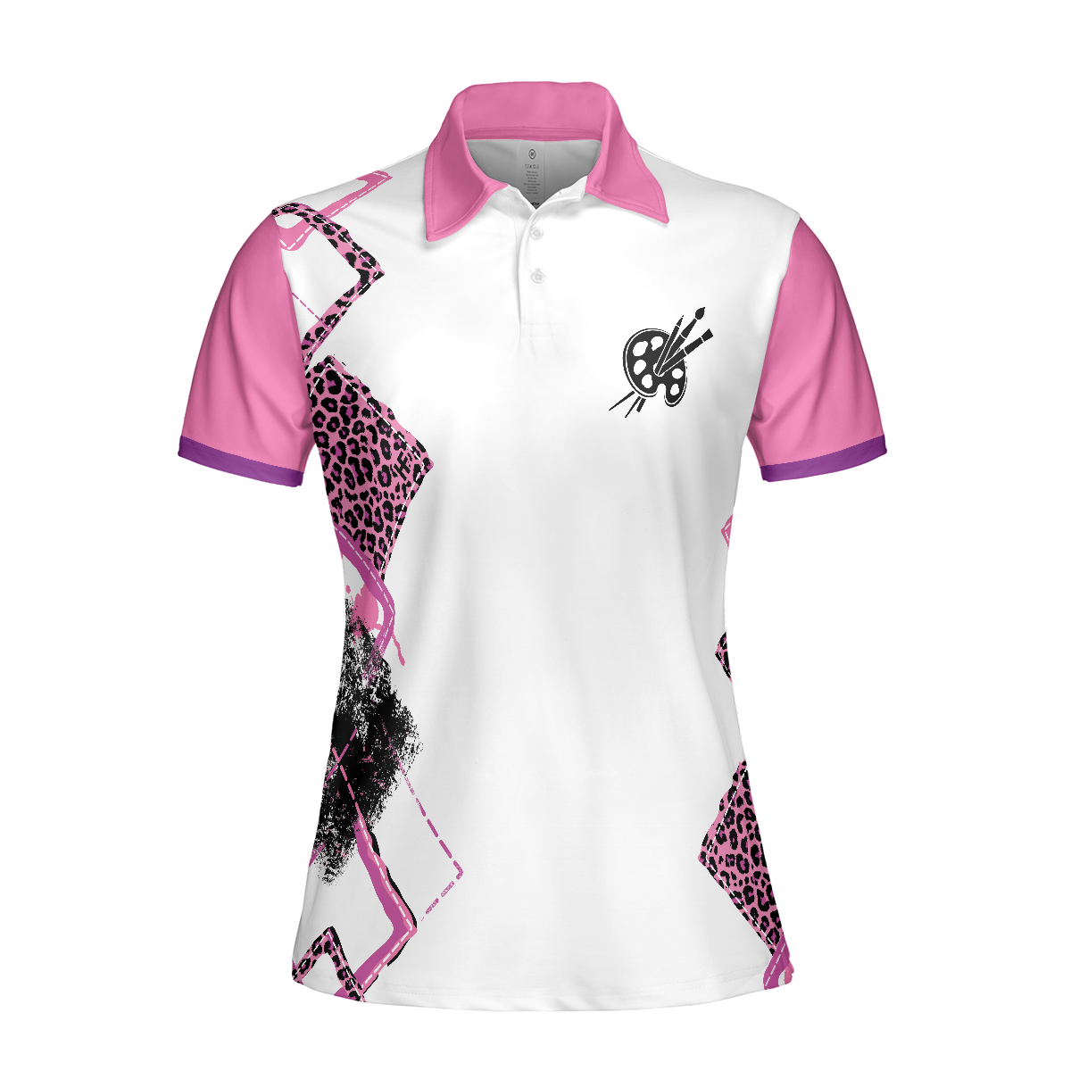 Painting With No Chance Of House Cleaning Or Cooking White And Pink Short Sleeve Women Polo Shirt - 3