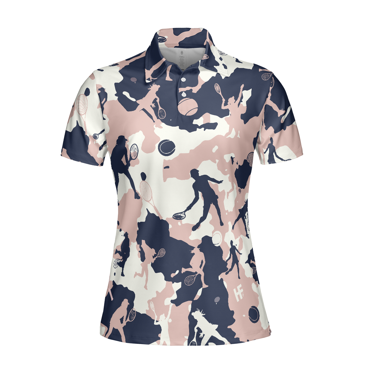 Pink Camouflage Tennis Girl V2 Short Sleeve Women Polo Shirt Camo Tennis Shirt For Ladies - 3