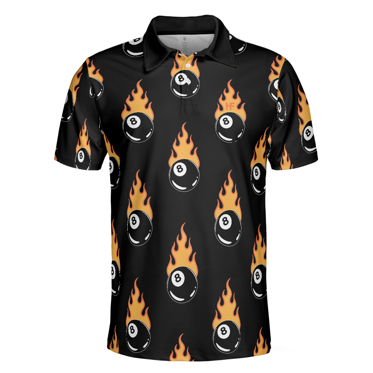 Flaming Billiard 8 Ball Polo Shirt Basic Billiards Shirt Design For Men Gift Idea For Billiards Lovers - 3