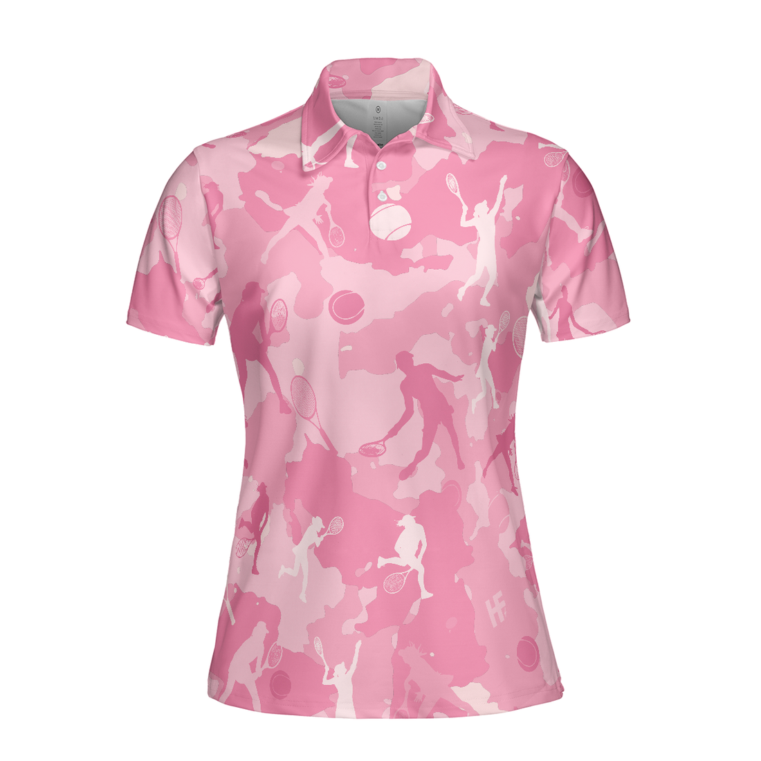 Pink Camouflage Tennis Girl Short Sleeve Women Polo Shirt Camo Tennis Shirt For Ladies - 1