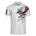 Golf Skull American Flag Short Sleeve Polo Shirt White Golf Pattern Polo Shirt Patriotic Golf Shirt For Men - 3