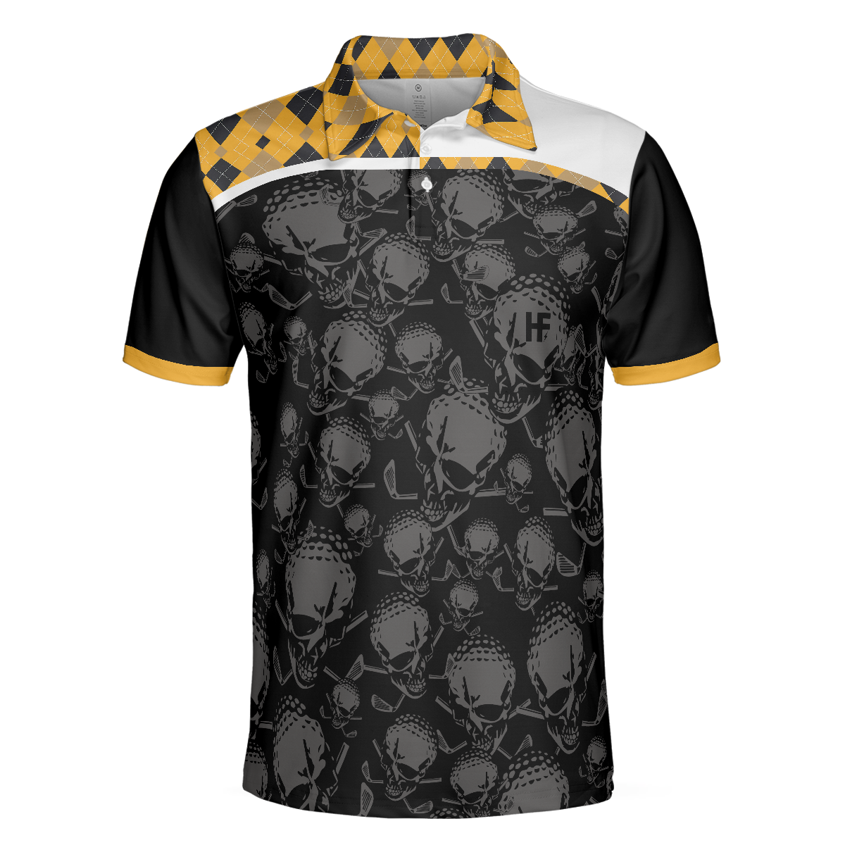 All You Need Is Beer  Golf Polo Shirt Black And Yellow Argyle Pattern Golf Shirt For Men Skull Golf Shirt - 3