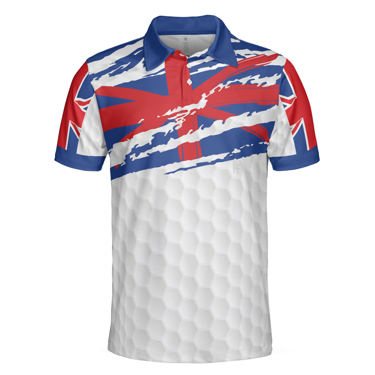 United Kingdom Flag Golf Texture Blue Golfer Polo Shirt Great Britain Jack Polo Shirt UK Golf Shirt For Men - 3