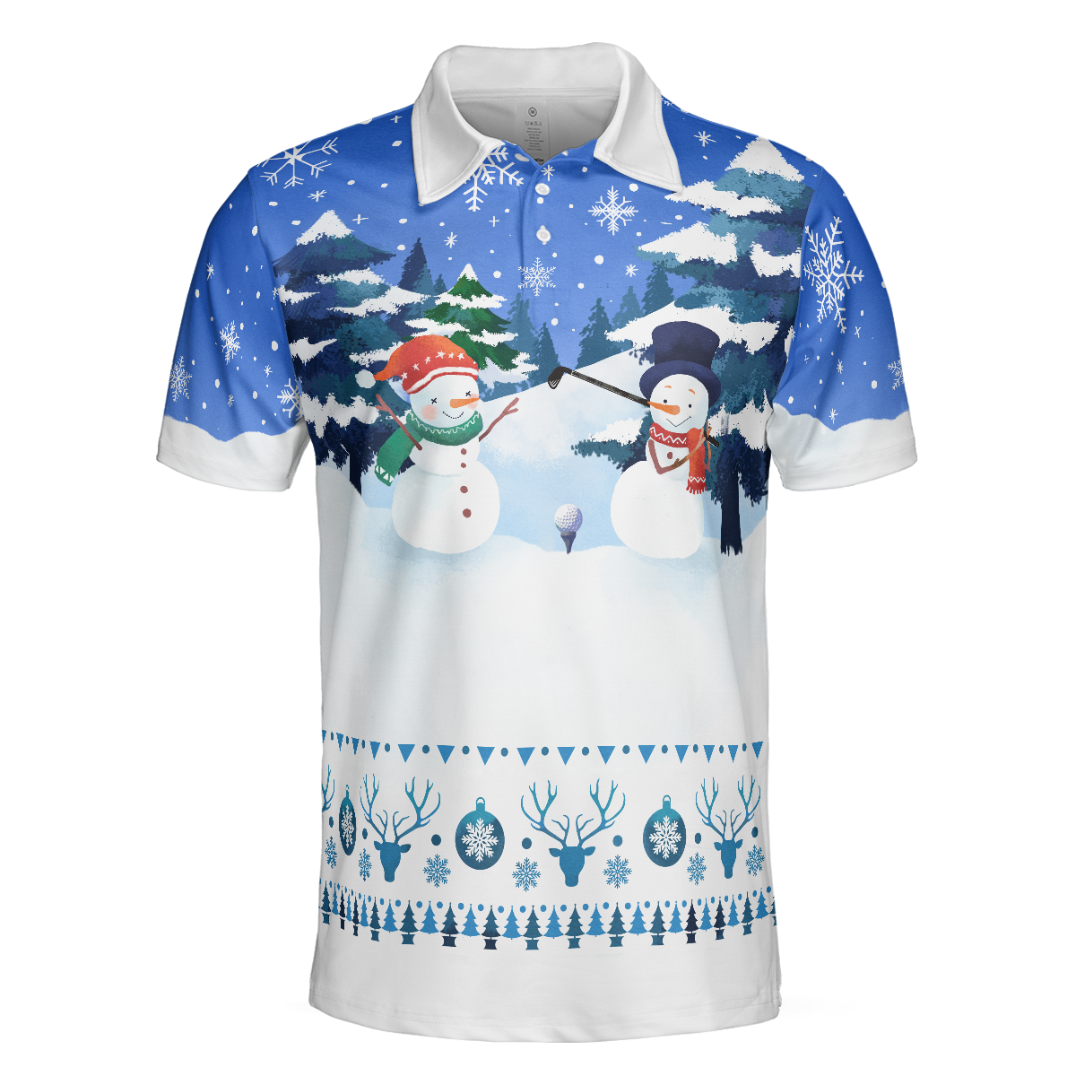 Christmas Golf Polo Shirts- Mens Golf Polo Shirts Short Sleeve- Funny Snowman Pattern Shirt Dry Fit- Christmas Shirt Idea Gift For Men - 3