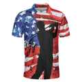 American Golfer Just Golf It Short Sleeve Golf Polo Shirt Wet Paint American Flag Polo Shirt Patriotic Golf Shirt For Men - 3