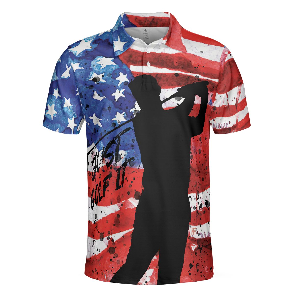 American Golfer Just Golf It Short Sleeve Golf Polo Shirt Wet Paint American Flag Polo Shirt Patriotic Golf Shirt For Men - 3