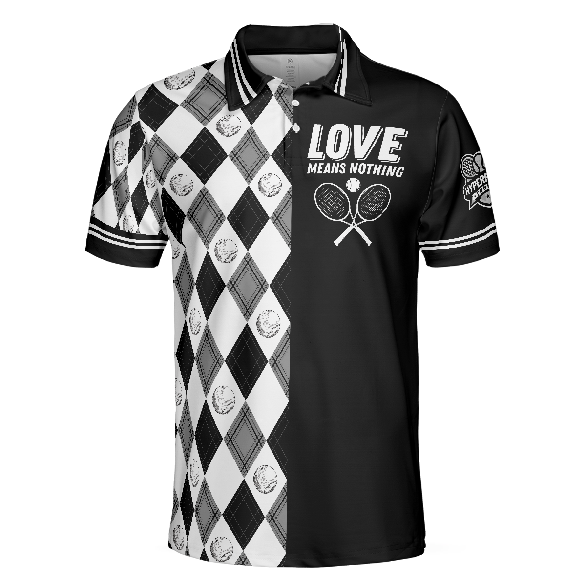 Love Means Nothing Tennis Polo Shirt Tennis Ball Argyle Pattern Polo Shirt Best Tennis Shirt For Men - 3