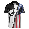 Black Skull Billiards Short Sleeve Polo Shirt American Flag Polo Shirt Best Billiards Shirt For Men - 3