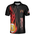 Flame 9 Ball Billiards Pool Polo Shirt American Flag Billiards Shirt For Men Gift For Pool Players - 3