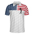 Premium American Golfer Polo Shirt White Golf Pattern American Flag Polo Shirt Best Golf Shirt For Men - 3