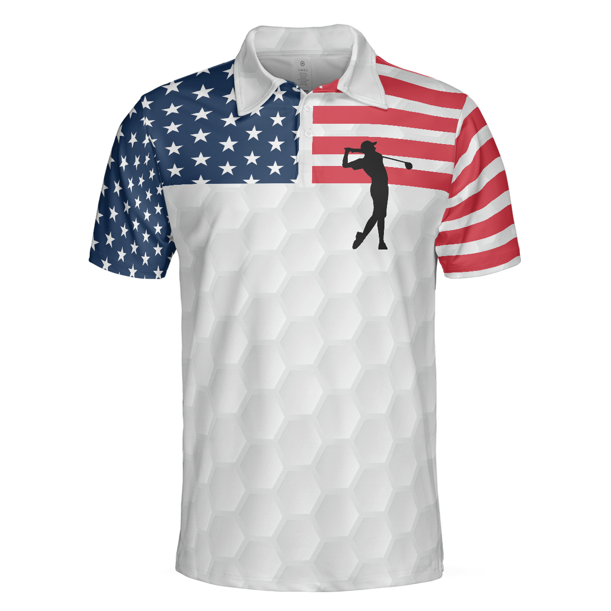 Premium American Golfer Polo Shirt White Golf Pattern American Flag Polo Shirt Best Golf Shirt For Men - 3