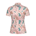 Pink And Elegant Seamless Pattern Golf Short Sleeve Women Polo Shirt - 3