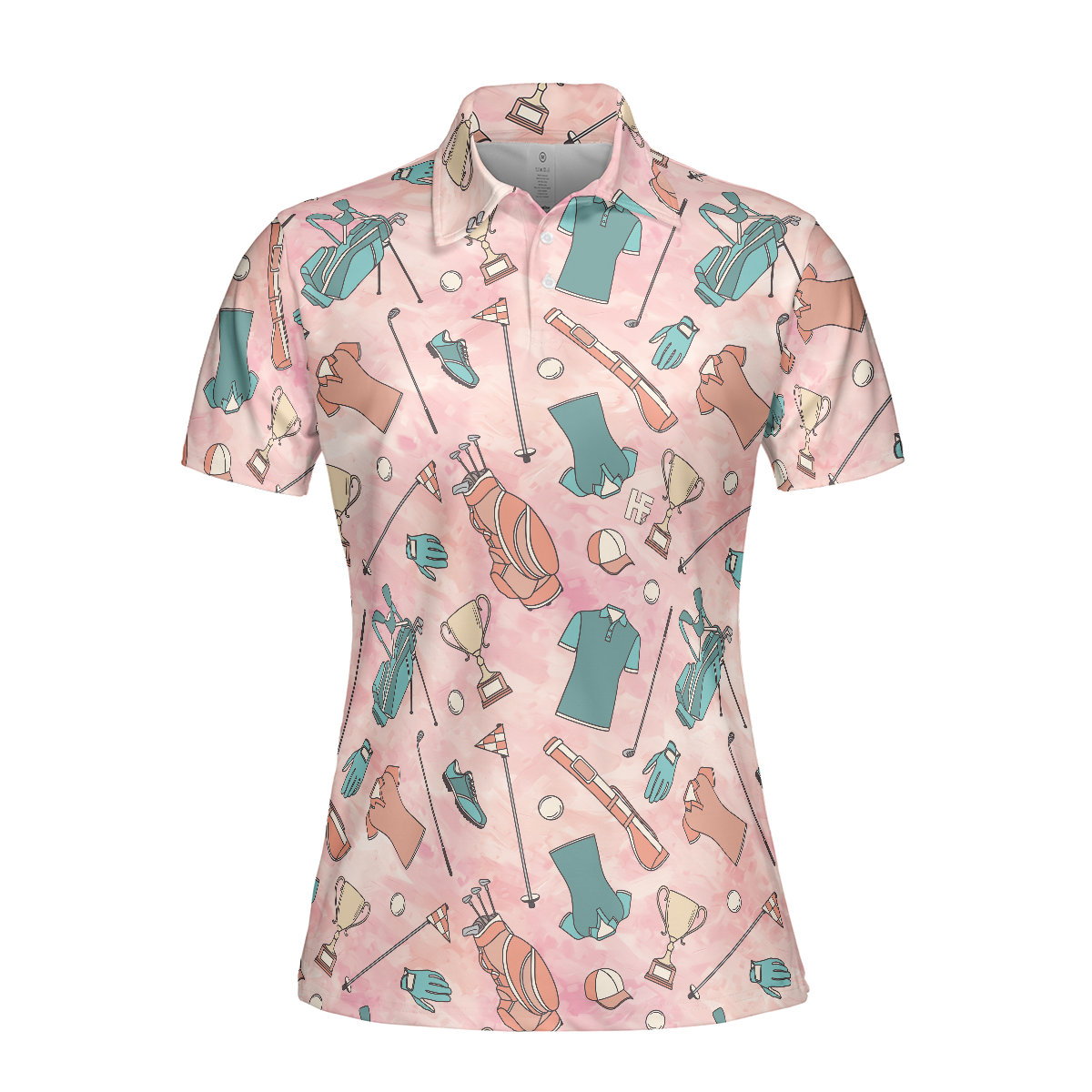 Pink And Elegant Seamless Pattern Golf Short Sleeve Women Polo Shirt - 3