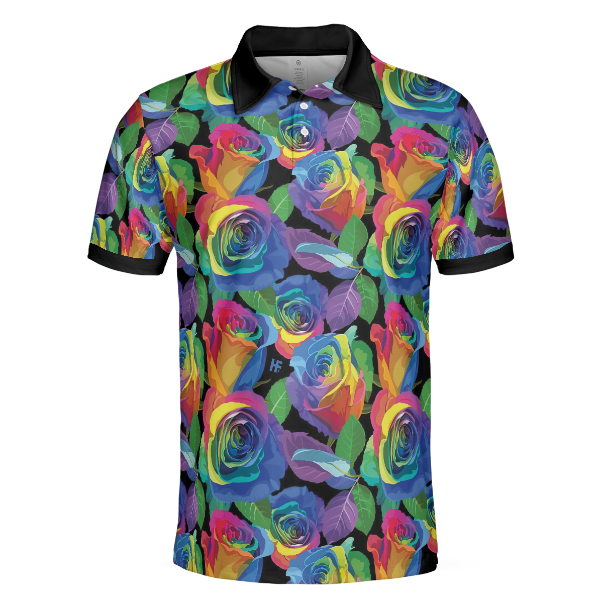 Rainbow Rose Polo Shirt Colorful Roses Pattern Polo Shirt For Men - 3